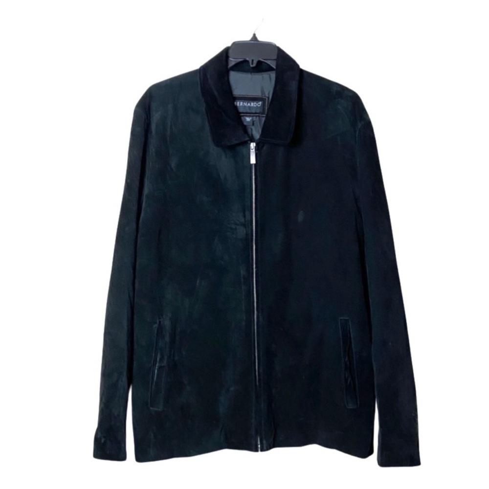 Bernardo Distressed Black Suede Leather Zip Front Jacket Coat Size XXLT